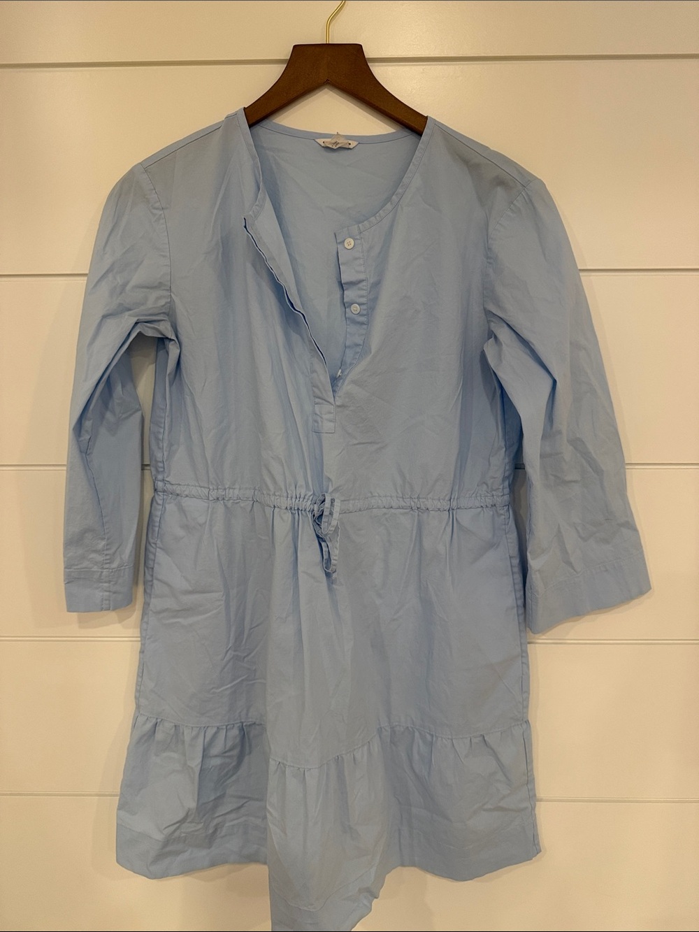 Club Monaco Light Blue Cotton Drawstring Tunic Dress